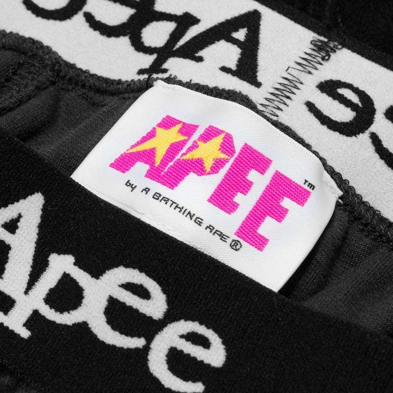 Women Bape Apee Logo Waistband Velor Joggers Pants Black USA | ZO6613963