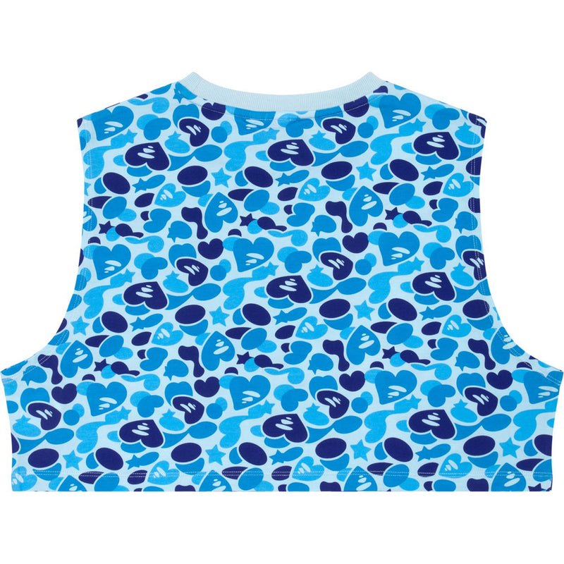 Women Bape Apee Printed Cropped Vest T Shirts Blue USA | NY3529159