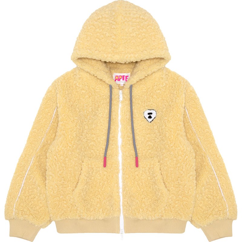 Women Bape Apee Sherpa Hoodie Jacket Hoodie Yellow USA | LJ7112512