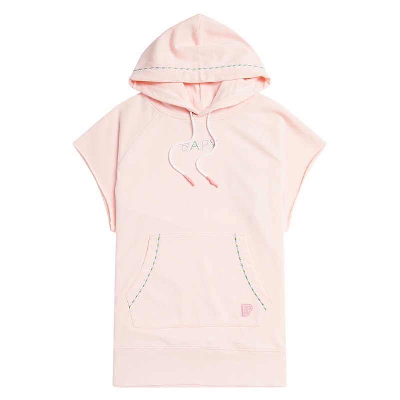 Women Bape Bapy Chain Stitch Logo Short Sleeve Hoodie Hoodie Light Pink USA | PX6827087