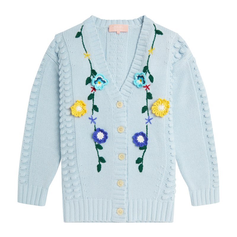 Women Bape Bapy Floralcrochet Midi Cardigan Knitwear Blue USA | XG1146916