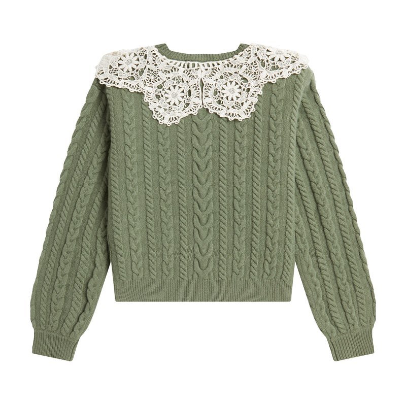 Women Bape Bapy Lace-patched Cable Knit Top Knitwear Green USA | TI8801381