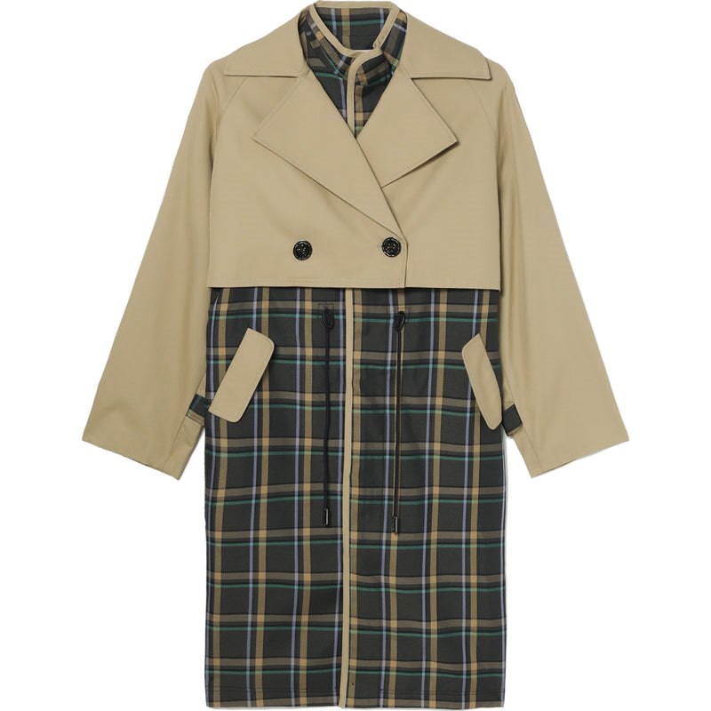 Women Bape Bapy Layered Check Trench Jackets Beige USA | SU3998998