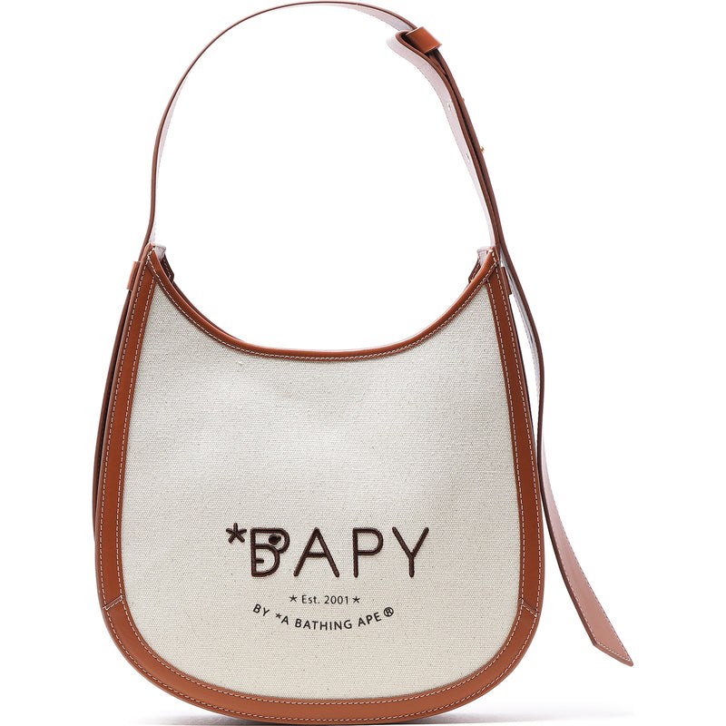 Women Bape Bapy Leather-trim Canvas Hobo Bags Orange USA | TH4170210