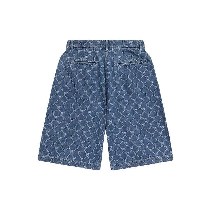 Women Bape Bapy Logo Monogram Jacquard Denim Shorts Shorts Blue USA | PM5944094