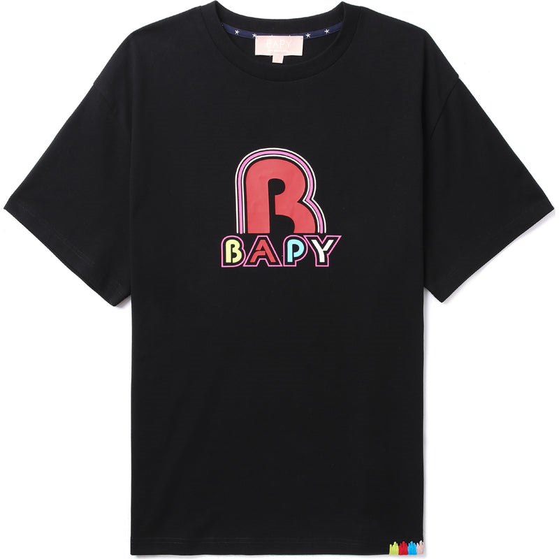 Women Bape Bapy Logo Tee T Shirts Black USA | EP8212022