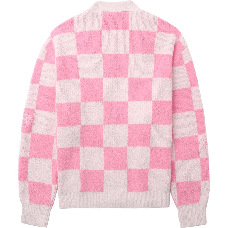 Women Bape Bapy Monogram Cardigan Knitwear Pink Silver USA | VB4886386