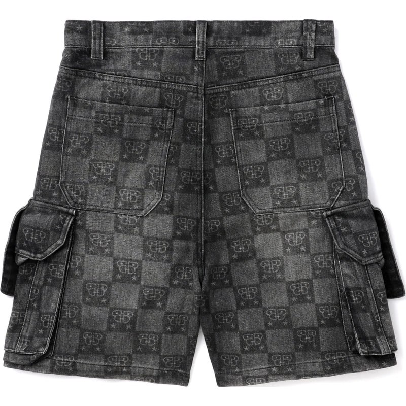 Women Bape Bapy Monogram Denim Shorts Shorts Black USA | RF5675665