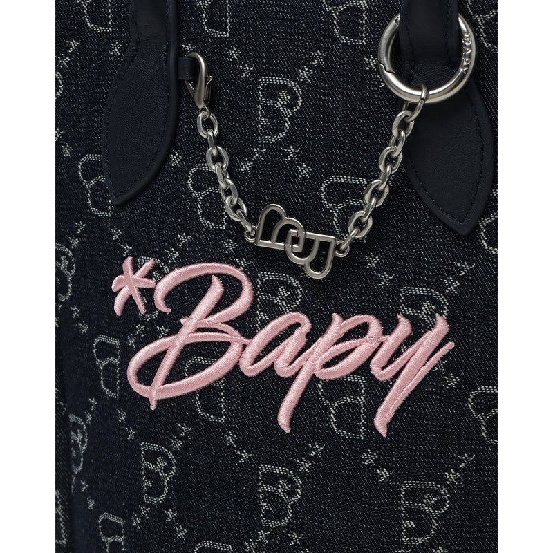 Women Bape Bapy Monogram Jacquard Shoulder Bag Bags Navy USA | YH2399139