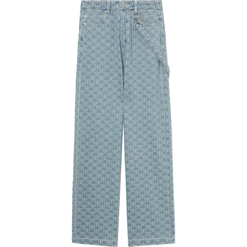 Women Bape Bapy Monogram Jeans Pants Blue White USA | CY3101311