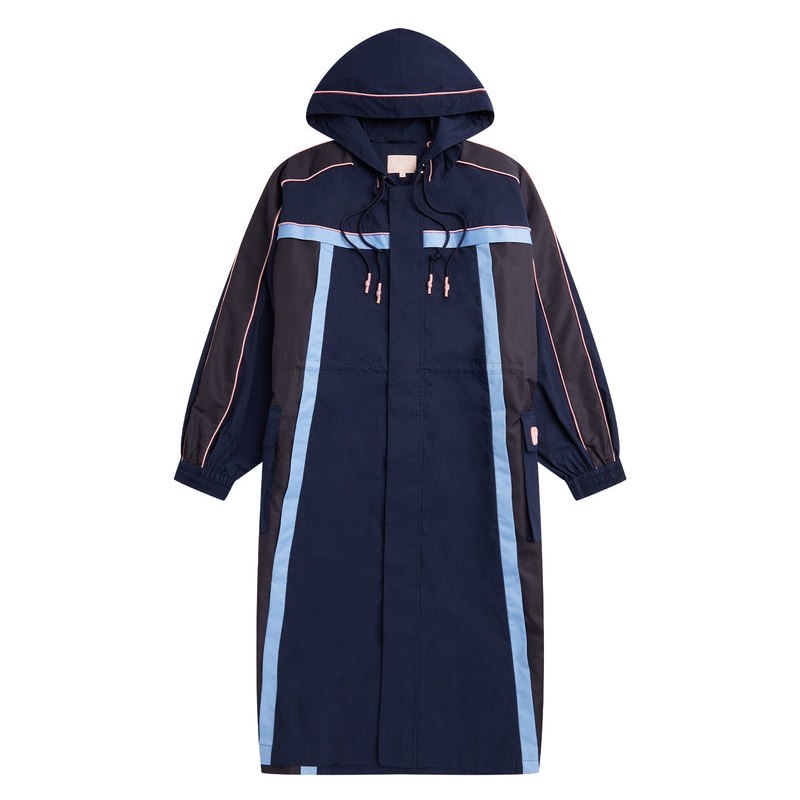 Women Bape Bapy Oversized Panelled Coat Jackets Navy USA | US3269429