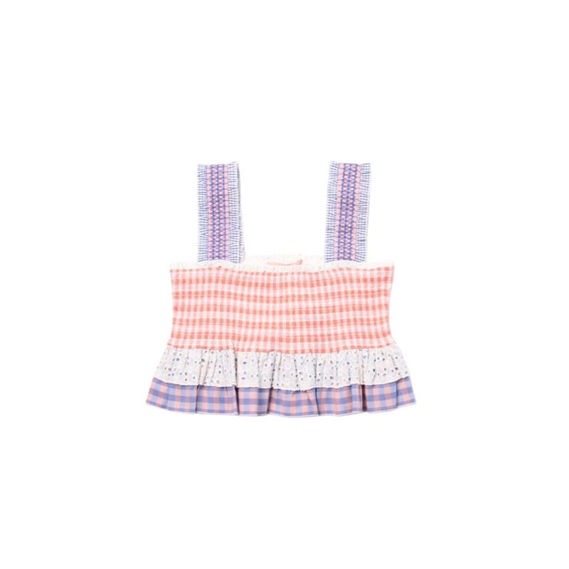 Women Bape Bapy Patchwork Checked Sleeveless Top T Shirts Pink USA | WW1398238