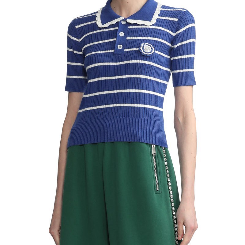 Women Bape Bapy Stripes Knit Top Knitwear Blue USA | NH3379139