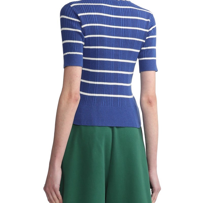 Women Bape Bapy Stripes Knit Top Knitwear Blue USA | NH3379139