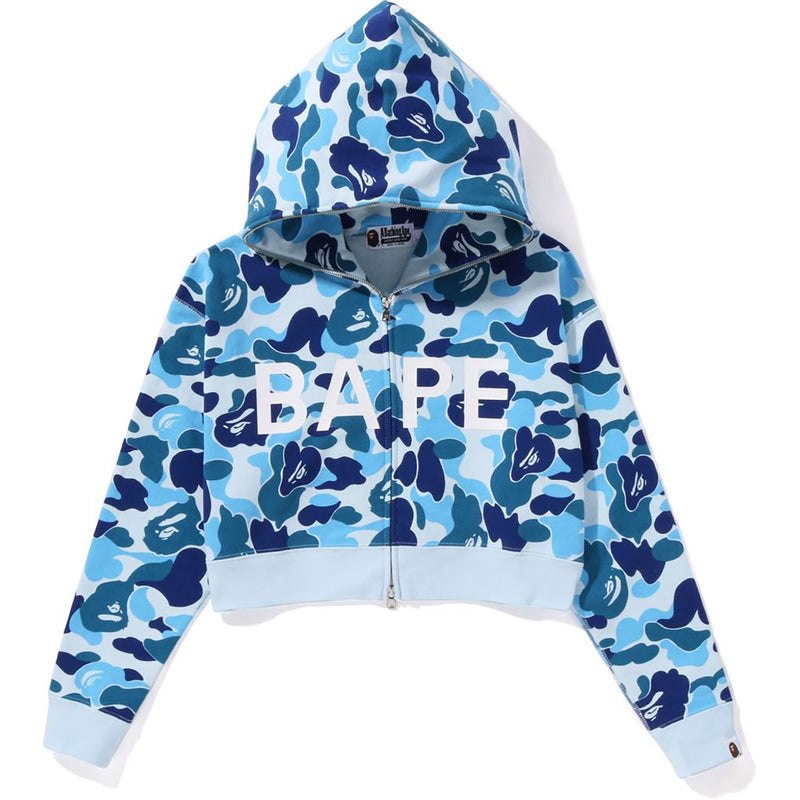 Women Bape Big Abc Camo Cropped Full Zip Hoodie Hoodie Blue USA | DC9103113