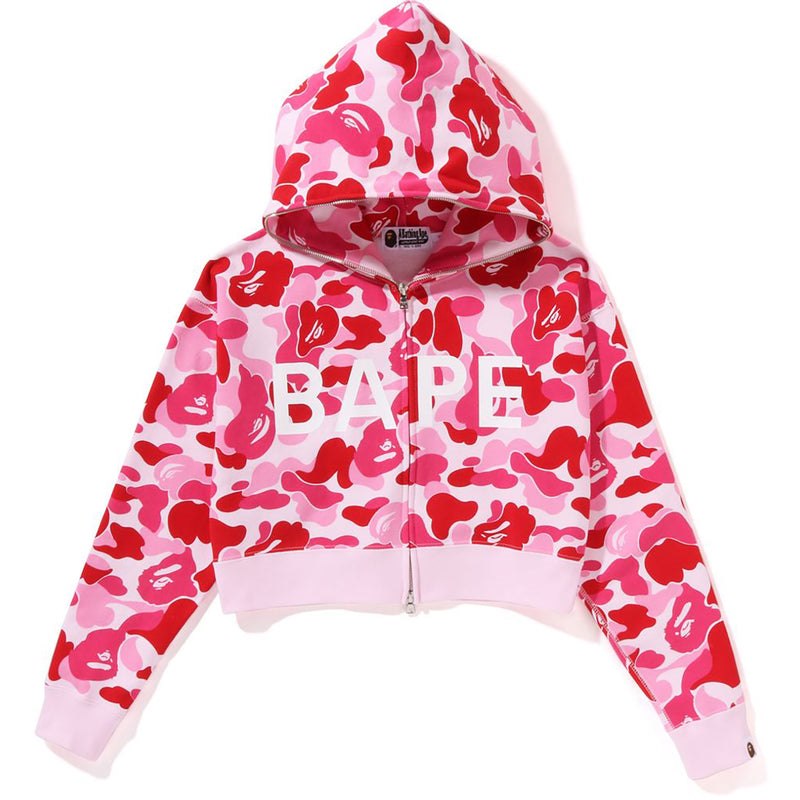 Women Bape Big Abc Camo Cropped Full Zip Hoodie Hoodie Pink USA | IN2778878