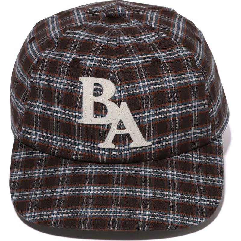 Women Bape Check Applique Panel Cap Caps Brown USA | MC4875585