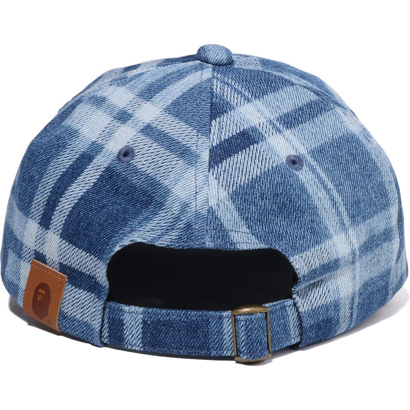 Women Bape Check Denim Panel Cap Caps Indigo USA | TW9344034