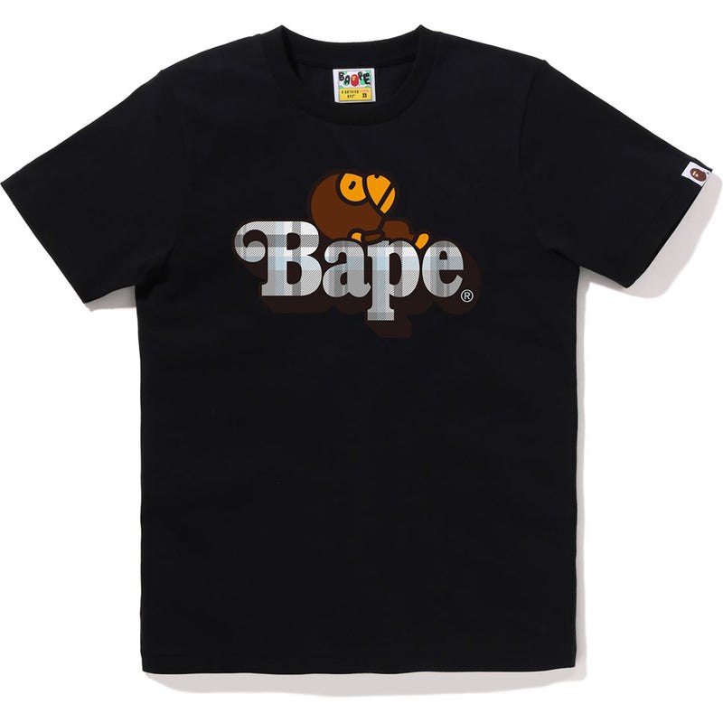 Women Bape Check Milo On Tee T Shirts Black Grey USA | JD2440540