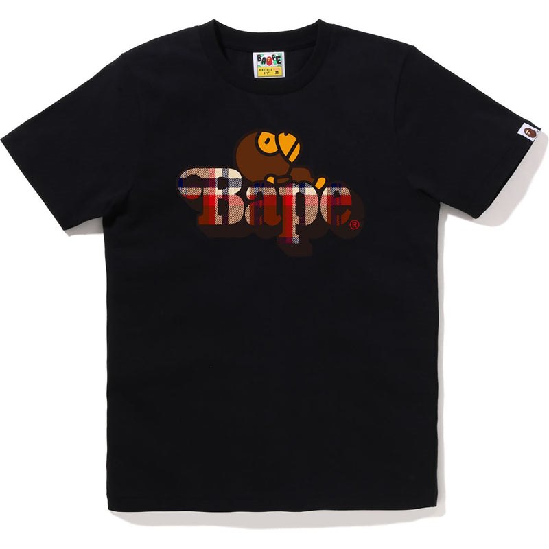 Women Bape Check Milo On Tee T Shirts Black Red USA | YU6363733