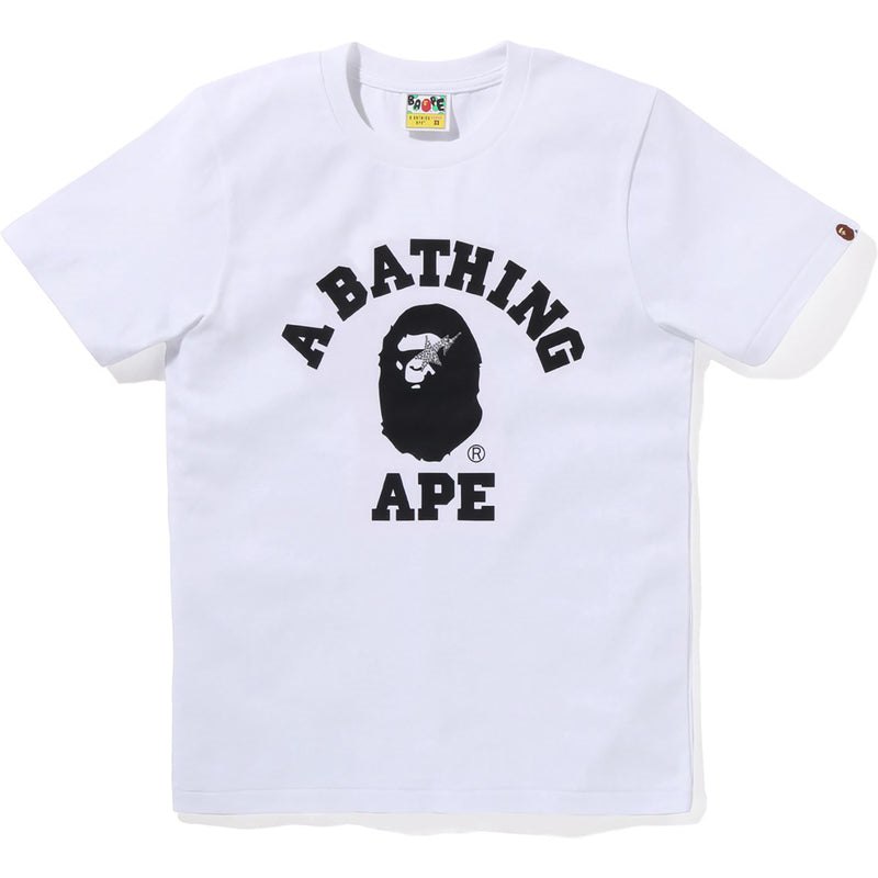 Women Bape College Crystal Stone Sta Tee T Shirts White USA | VW5847087