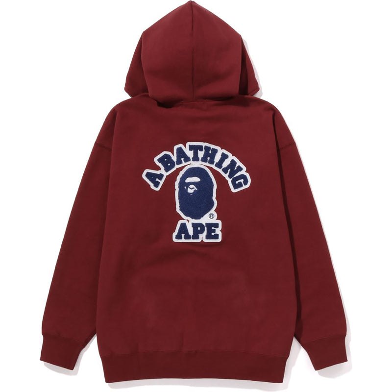 Women Bape College Patched Oversized Full Zip Hoodie Hoodie Burgundy USA | JJ2280720