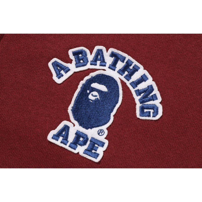 Women Bape College Patched Oversized Full Zip Hoodie Hoodie Burgundy USA | JJ2280720