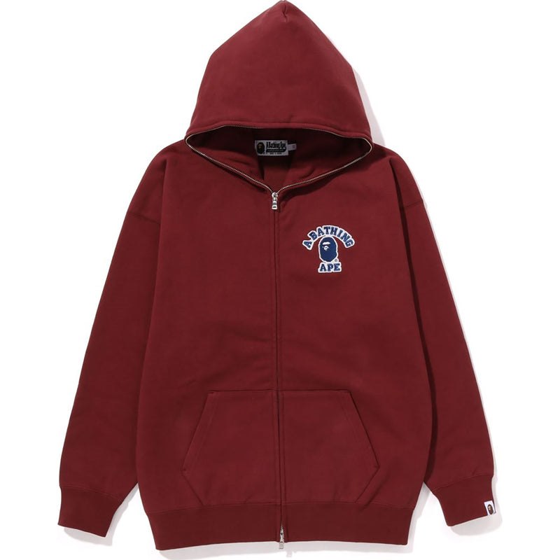 Women Bape College Patched Oversized Full Zip Hoodie Hoodie Burgundy USA | JJ2280720