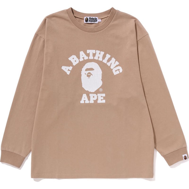 Women Bape College Pigment Dye L/S Tee Relaxed Fit T Shirts Beige USA | TI5236926