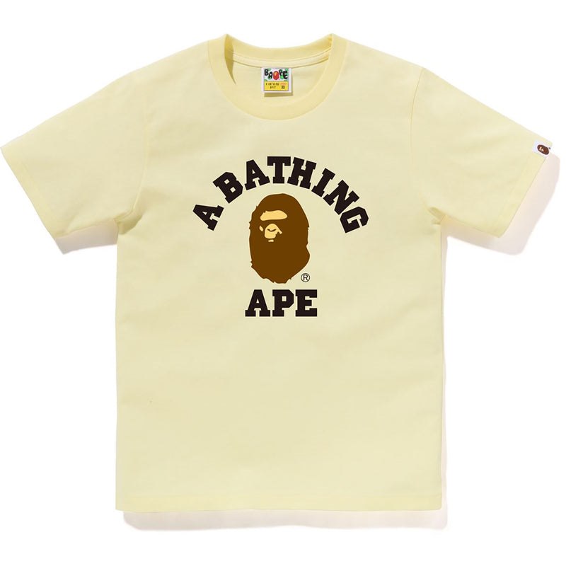 Women Bape College Tee T Shirts Yellow USA | PO5439749