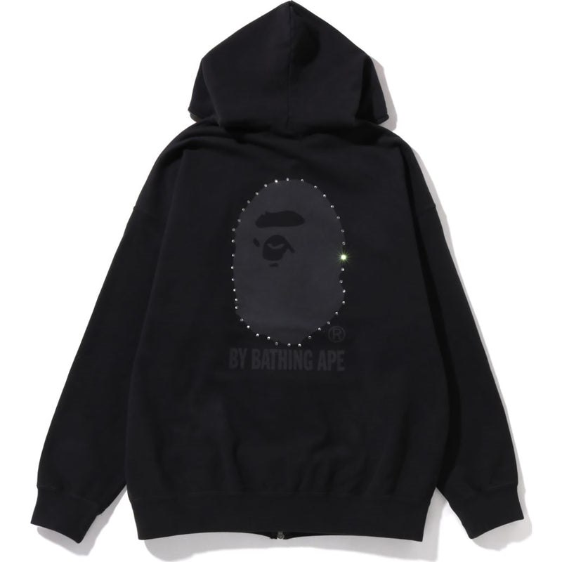 Women Bape Crystal By Bathing Overdyed Oversized Full Zip Hoodie Hoodie Black USA | OX6948098