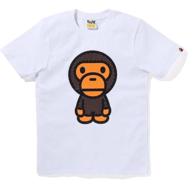 Women Bape Crystal Stone Big Baby Milo Tee T Shirts White USA | JM0748178