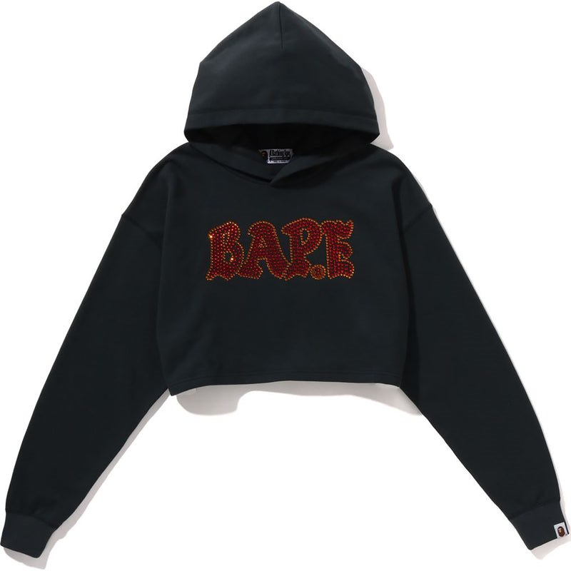 Women Bape Crystal Stone Cropped Pullover Hoodie Hoodie Grey USA | ZR2941091