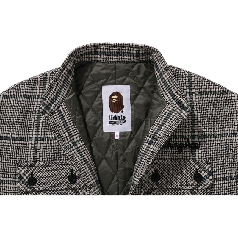 Women Bape Embroidery Logo Check Long Shirt Coat Jackets White USA | RB9850680