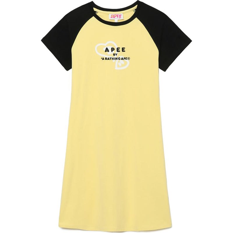 Women Bape Graphic Raglan Minidress Dress Yellow USA | PE6237327