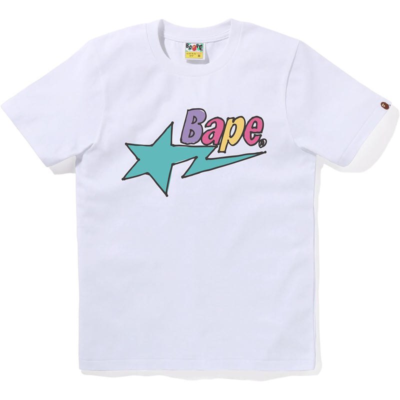 Women Bape Hand Draw Sta Logo Tee T Shirts White USA | LU9169919