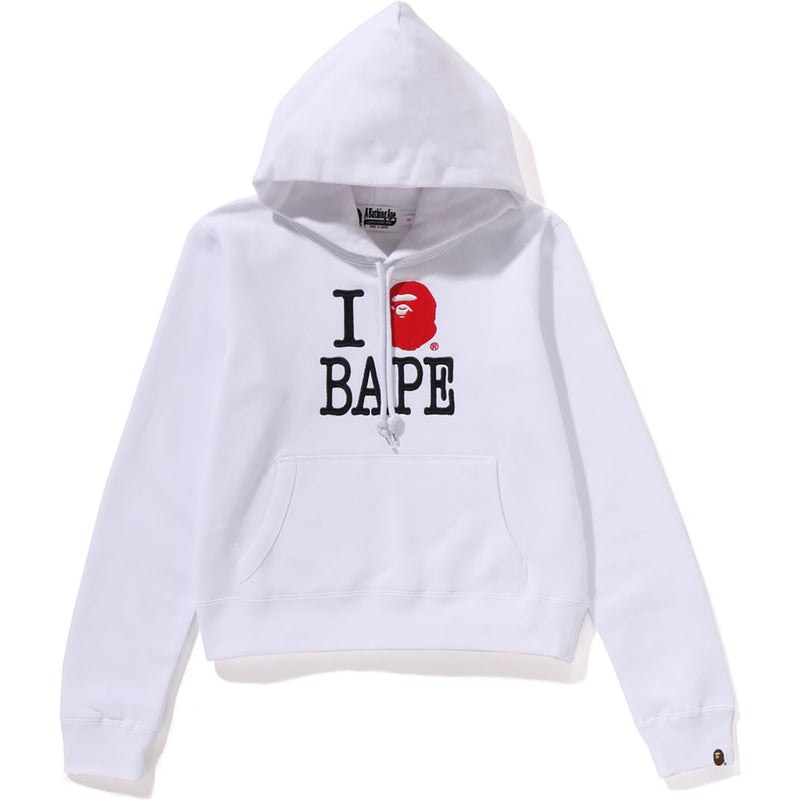 Women Bape I Love Pullover Hoodie Hoodie White USA | FS0446046