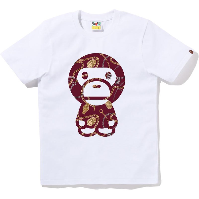 Women Bape Jewels Big Baby Milo Tee T Shirts White USA | KK0165515