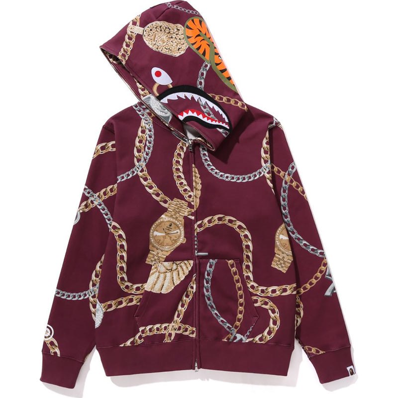 Women Bape Jewels Shark Full Zip Hoodie Hoodie Burgundy USA | EW4704074