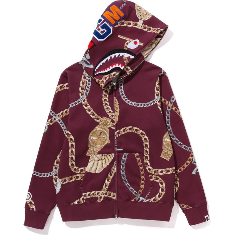 Women Bape Jewels Shark Full Zip Hoodie Hoodie Burgundy USA | EW4704074