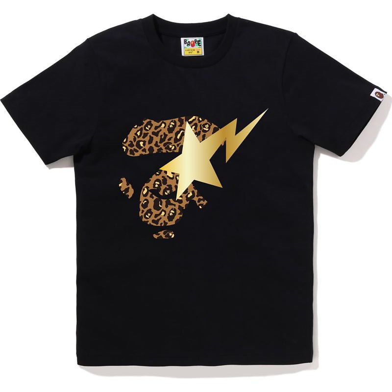 Women Bape Leopard Ape Face Sta Tee T Shirts Black Beige USA | QK8834184