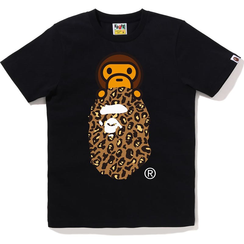 Women Bape Leopard Milo On Ape Head Tee T Shirts Black Beige USA | FS8361731