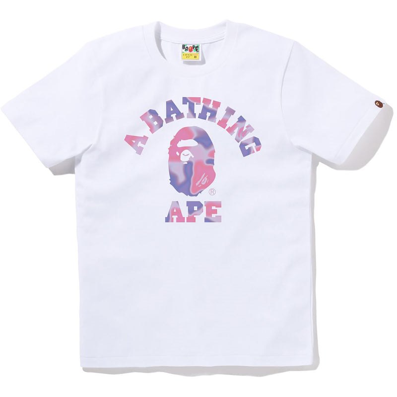 Women Bape Liquid Camo College Tee T Shirts White Purple USA | DI1826186