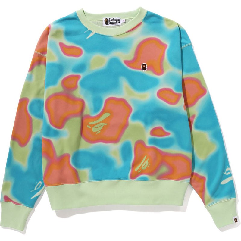 Women Bape Liquid Camo Crewneck Wide Fit Sweatshirts Green USA | VP0562852