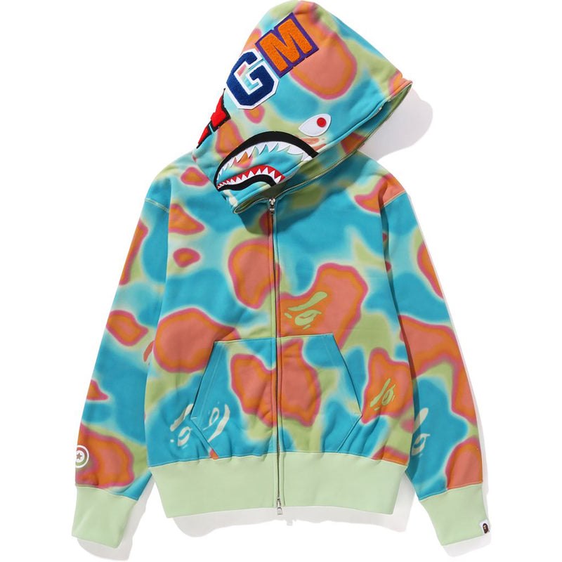 Women Bape Liquid Camo Shark Full Zip Hoodie Wide Fit Hoodie Green USA | LX7381531