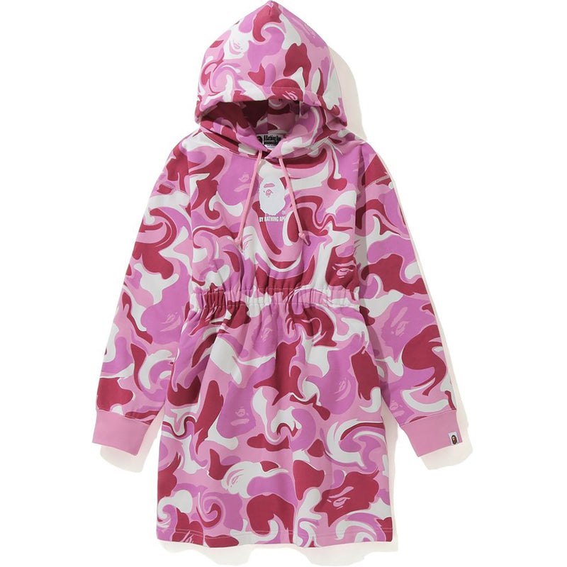 Women Bape Marble Camo Shirred Waist Pullover Hoodie Onepiece Hoodie Pink USA | HS4961191