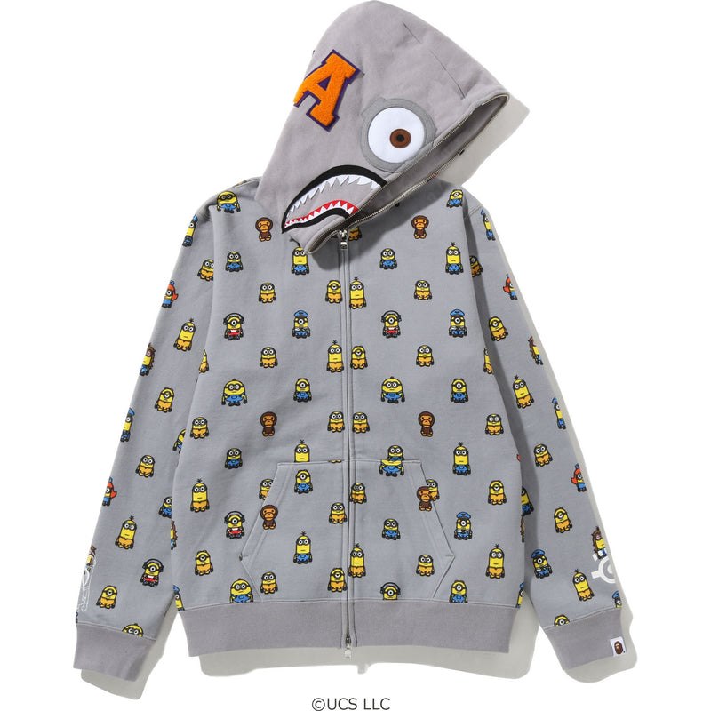 Women Bape Minions Shark Full Zip Hoodie Hoodie Grey USA | QB7762772