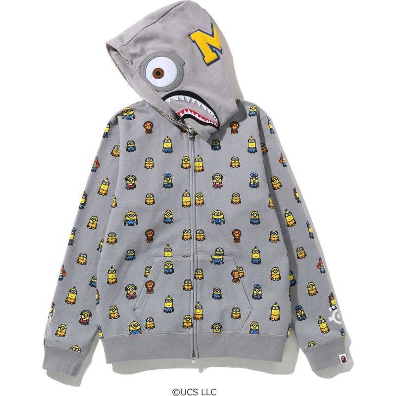 Women Bape Minions Shark Full Zip Hoodie Hoodie Grey USA | QB7762772