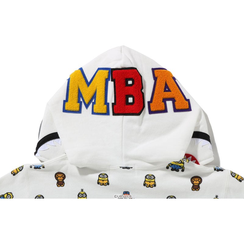 Women Bape Minions Shark Full Zip Hoodie Hoodie White USA | BH8436046