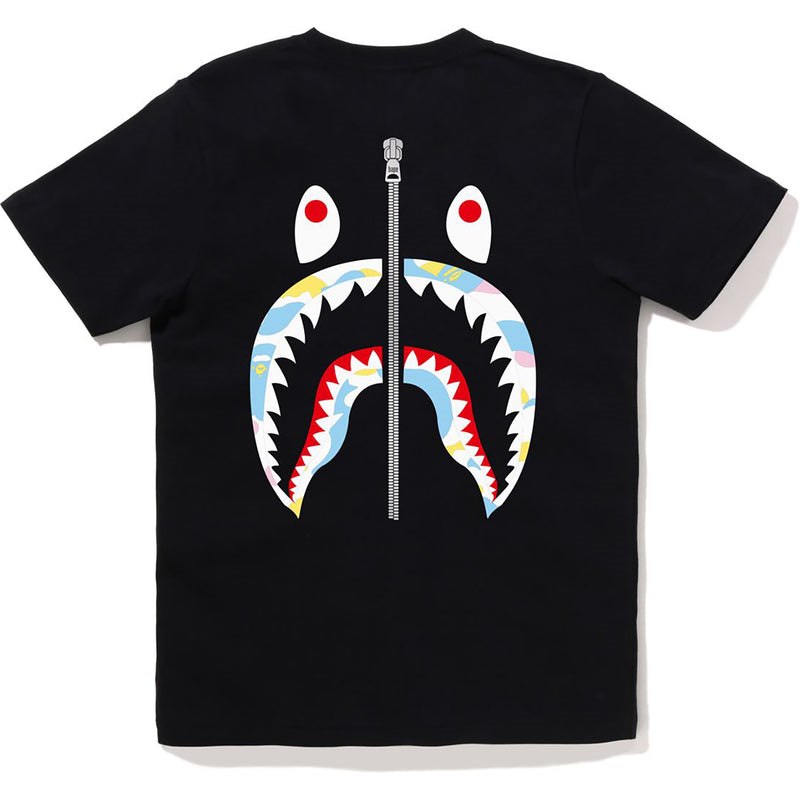 Women Bape New Multi Camo Wgm Shark Tee T Shirts Black USA | QE7859789